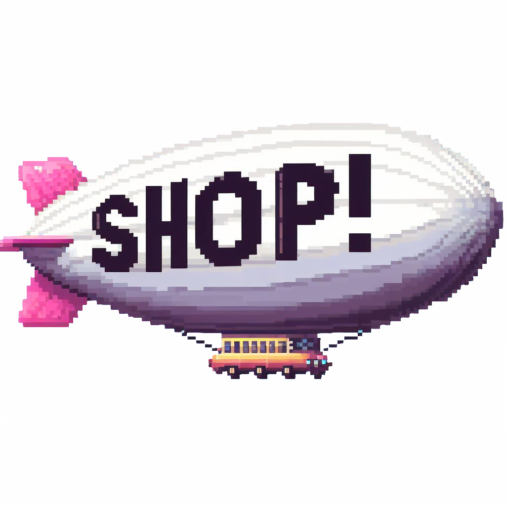 Blimp with Shop written across it